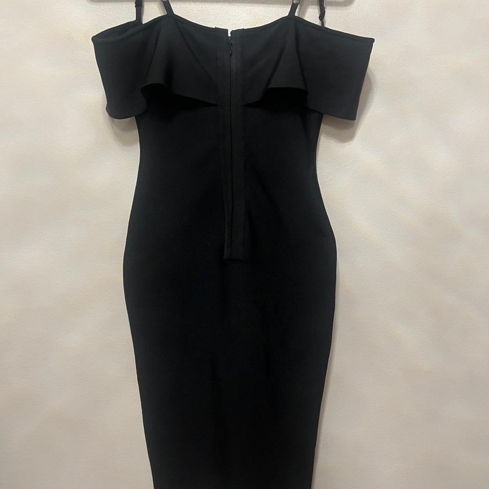 Elegant Black Off-Shoulder Bandage Dress